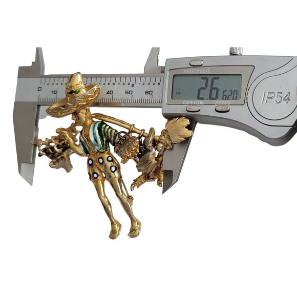 Rice Weiner 1940’s Asian Farmer Carrier Man Animal Charm Brooch K593 - Picture 9 of 10